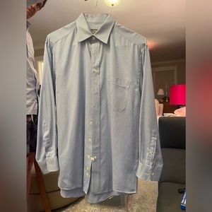 Hickey Freeman Blue and White Dress Shirt